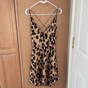 SHEIN Leopard Print Backless Dress - Tan and Black